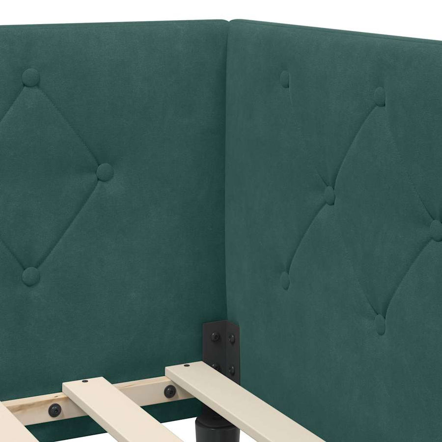 Hoekbedframe met hoofdeinde Donkergroen 100 x 200 cm Fluweel