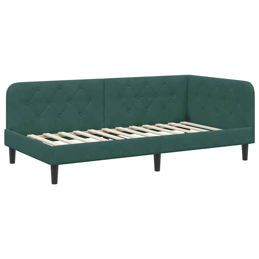 Hoekbedframe met hoofdeinde Donkergroen 100 x 200 cm Fluweel