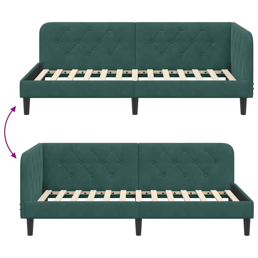Hoekbedframe met hoofdeinde Donkergroen 100 x 200 cm Fluweel