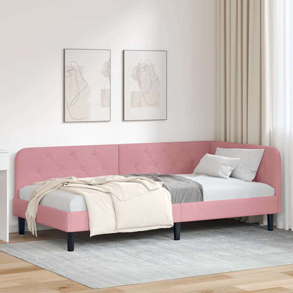 Hoekbedframe met hoofdeinde Roze 100 x 200 cm Fluweel