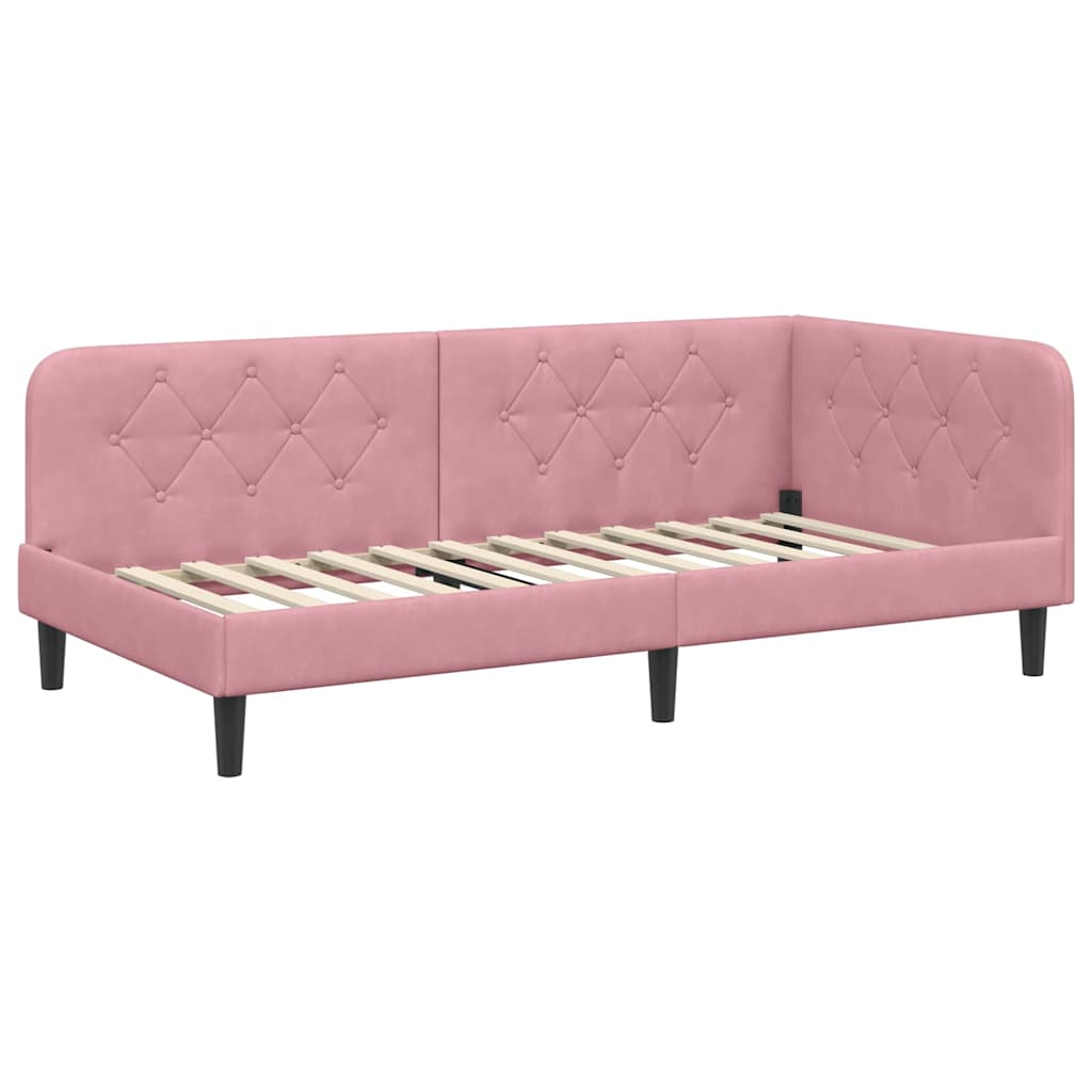 Hoekbedframe met hoofdeinde Roze 100 x 200 cm Fluweel