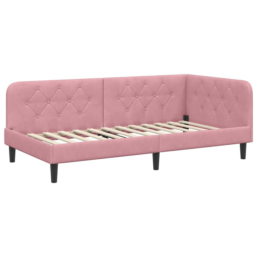 Hoekbedframe met hoofdeinde Roze 100 x 200 cm Fluweel
