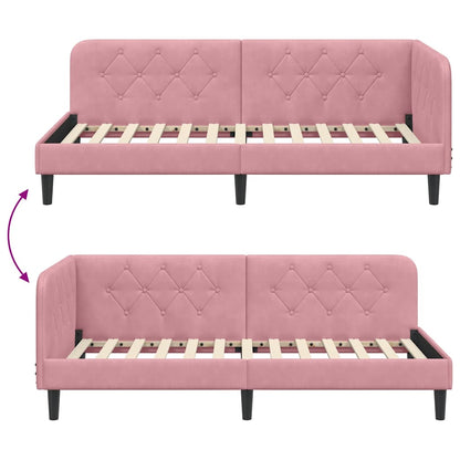 Hoekbedframe met hoofdeinde Roze 100 x 200 cm Fluweel