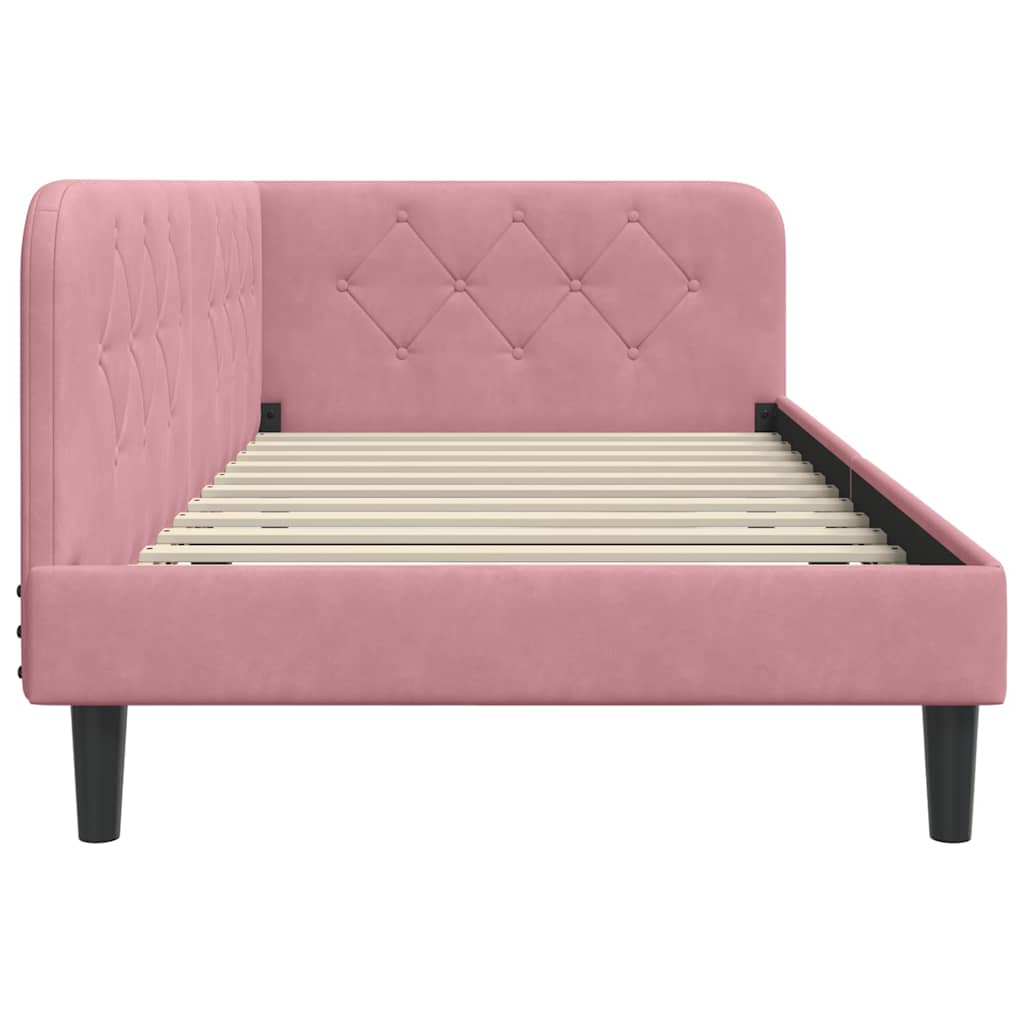 Hoekbedframe met hoofdeinde Roze 100 x 200 cm Fluweel