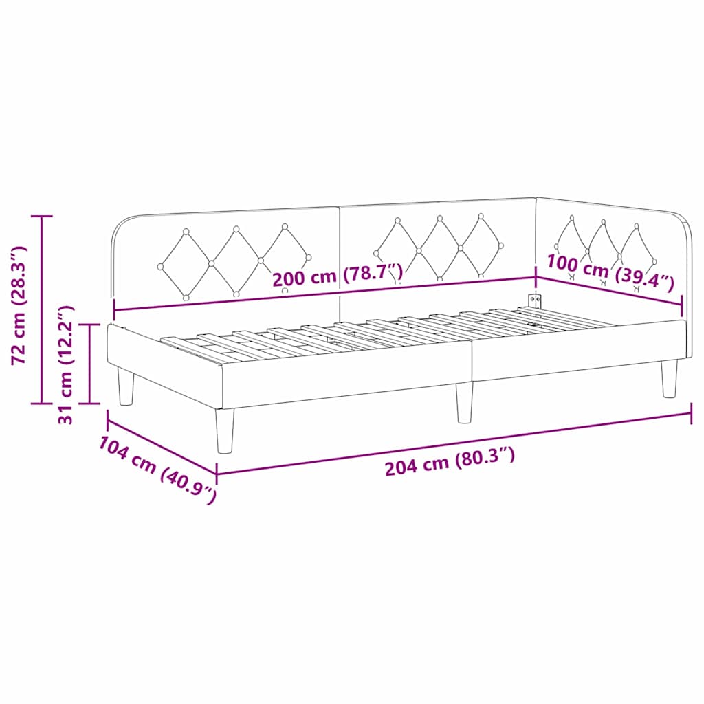 Hoekbedframe met hoofdeinde Roze 100 x 200 cm Fluweel