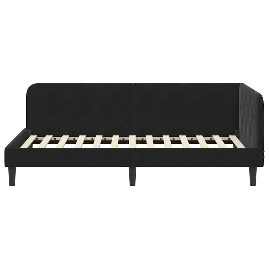 Hoekbedframe met hoofdeinde Zwart 100 x 200 cm Fluweel