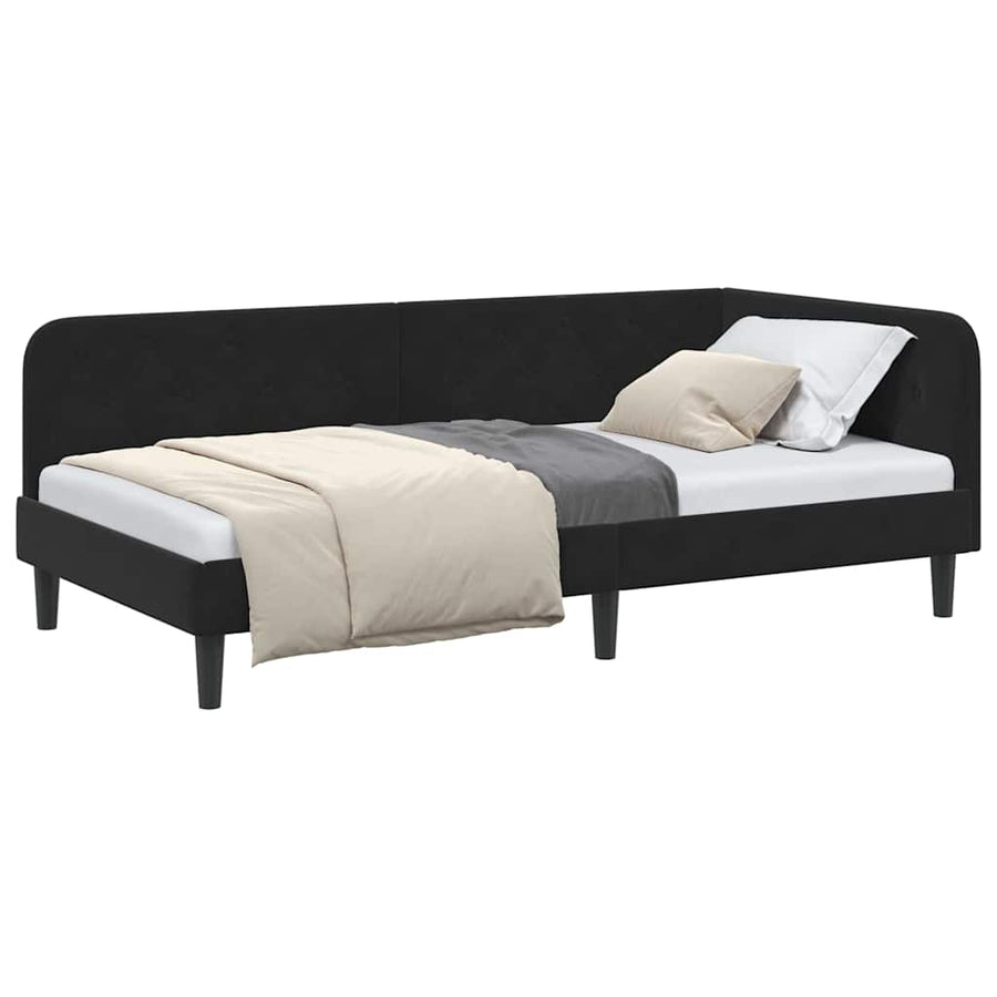 Hoekbedframe met hoofdeinde Zwart 100 x 200 cm Fluweel