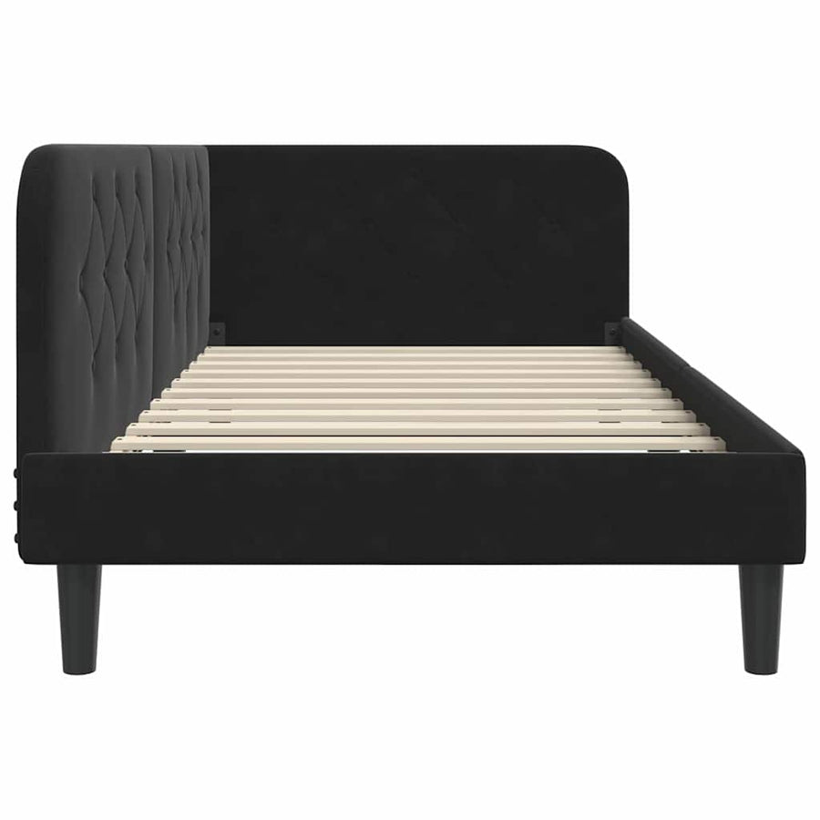 Hoekbedframe met hoofdeinde Zwart 100 x 200 cm Fluweel