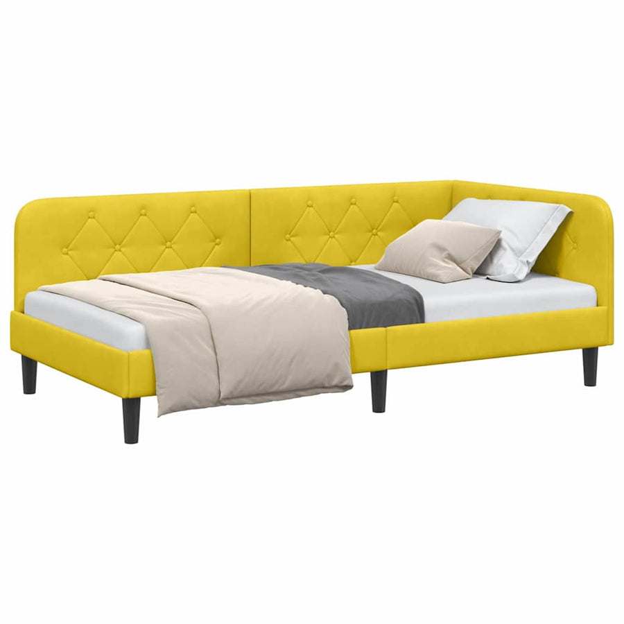 Hoekbedframe met hoofdeinde Geel 100 x 200 cm Fluweel