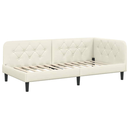 Hoekbedframe met hoofdeinde Crème 100 x 200 cm Fluweel