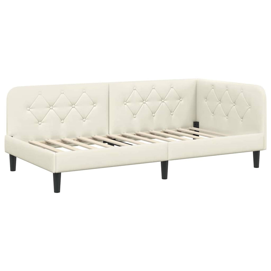 Hoekbedframe met hoofdeinde Crème 100 x 200 cm Fluweel