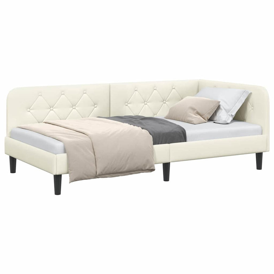 Hoekbedframe met hoofdeinde Crème 100 x 200 cm Fluweel