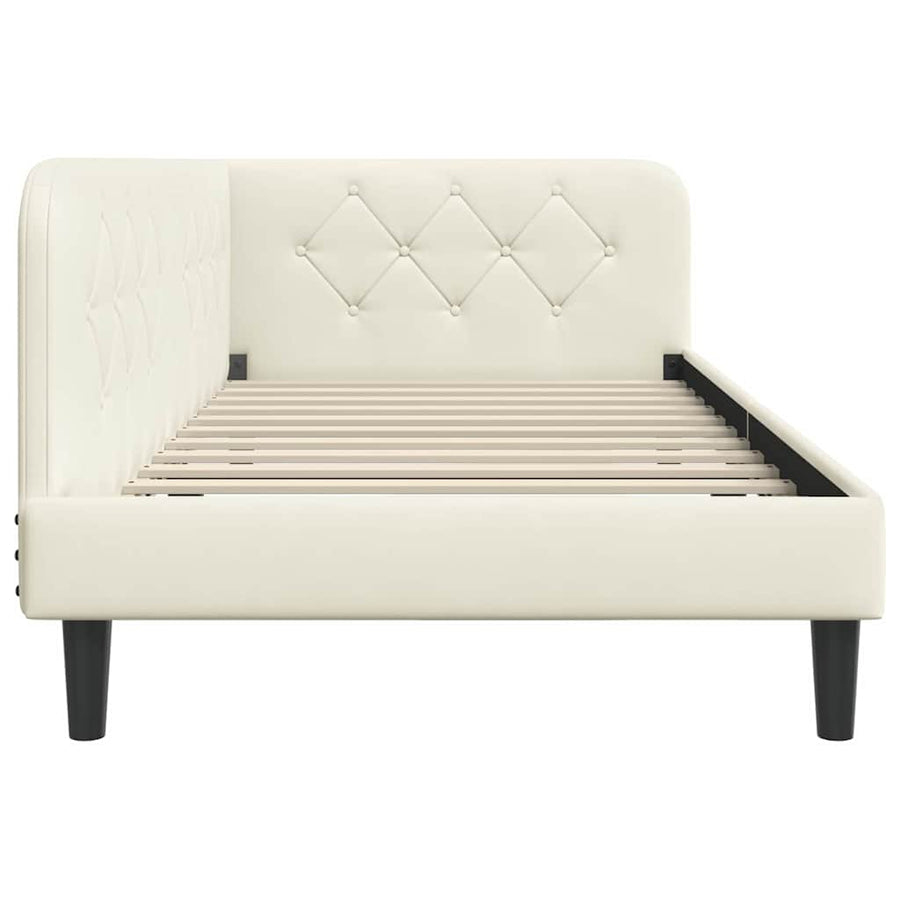 Hoekbedframe met hoofdeinde Crème 100 x 200 cm Fluweel