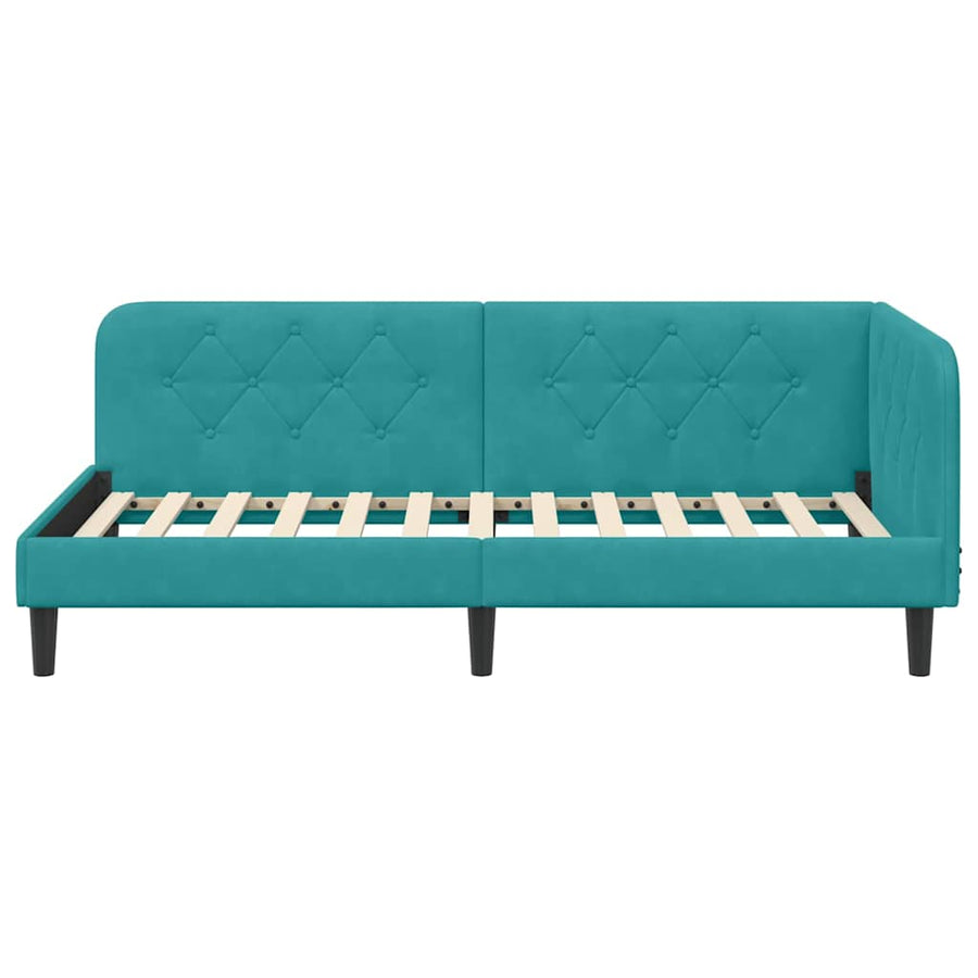 Hoekbedframe met hoofdeinde Turquoise 100 x 200 cm Fluweel
