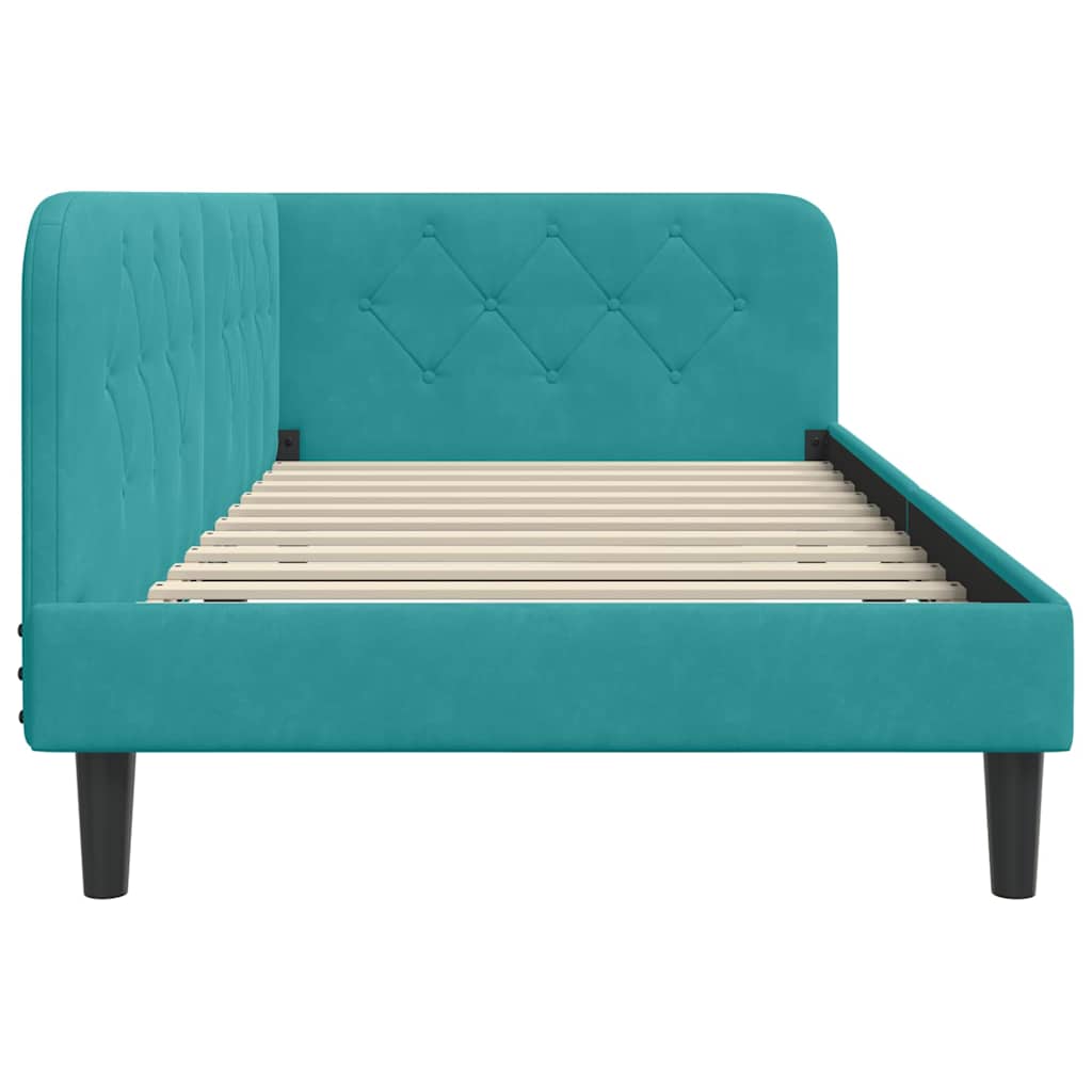 Hoekbedframe met hoofdeinde Turquoise 100 x 200 cm Fluweel