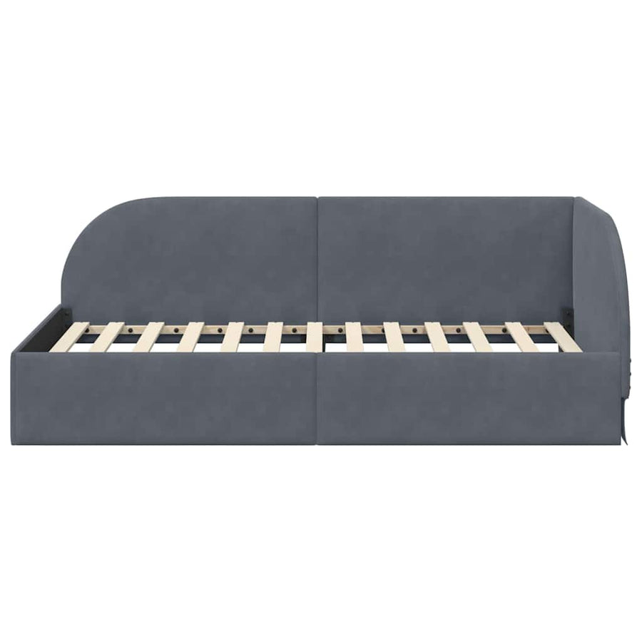 Hoekbedframe met hoofdeinde Donkergrijs 80 x 200 cm Fluweel
