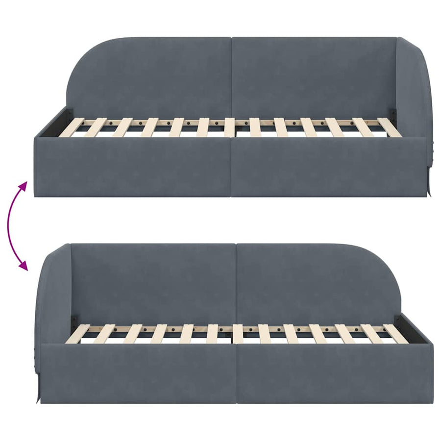 Hoekbedframe met hoofdeinde Donkergrijs 80 x 200 cm Fluweel