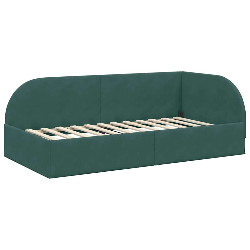 Hoekbedframe Donkergroen 80 cm x 200 cm Polyester en multiplex