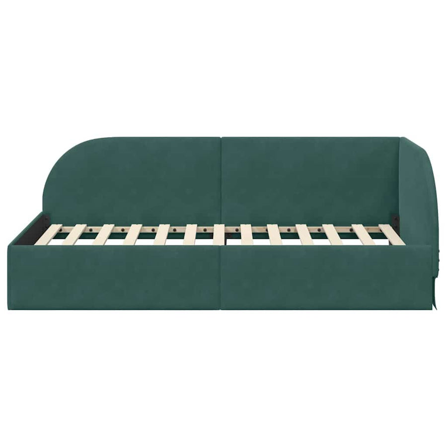 Hoekbedframe Donkergroen 80 cm x 200 cm Polyester en multiplex