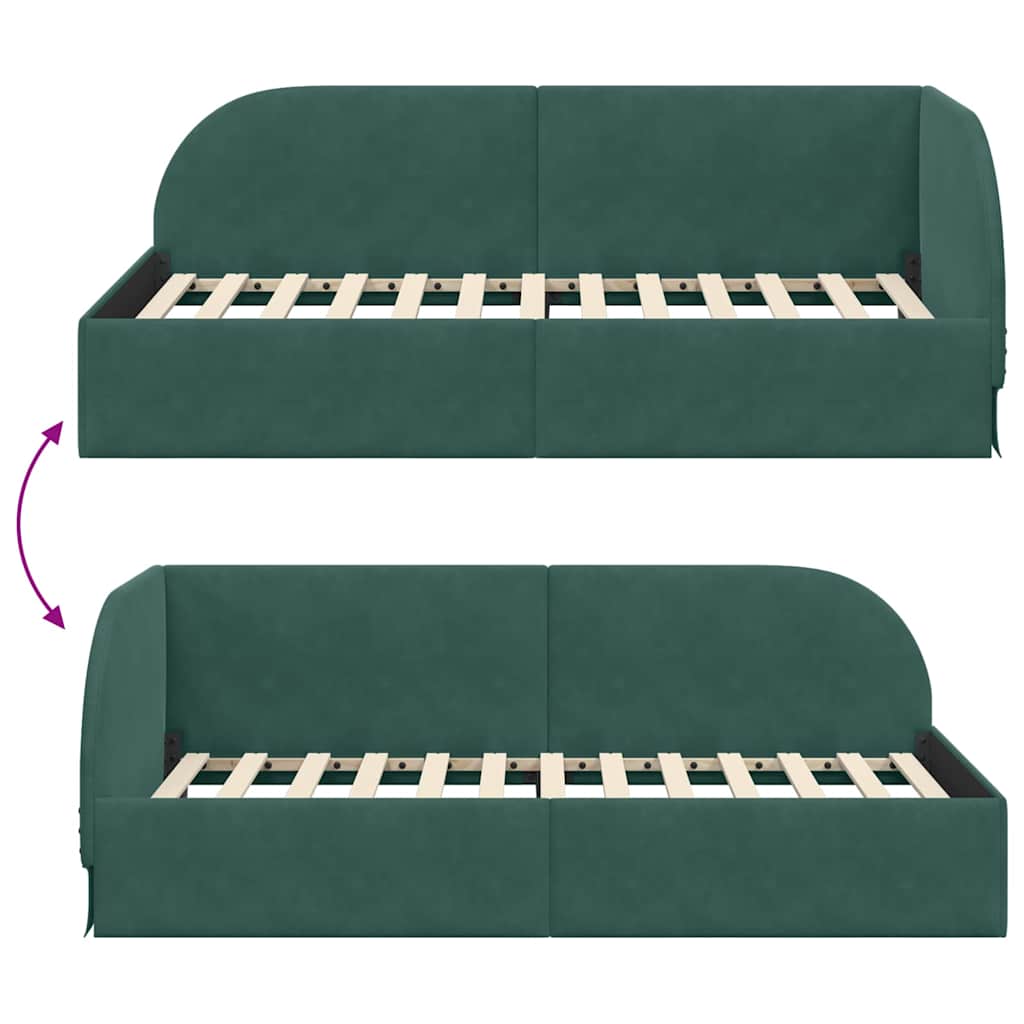 Hoekbedframe Donkergroen 80 cm x 200 cm Polyester en multiplex