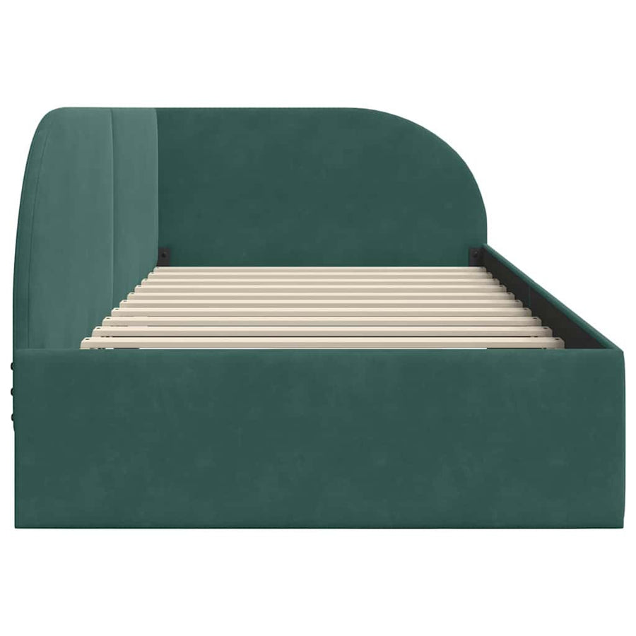 Hoekbedframe Donkergroen 80 cm x 200 cm Polyester en multiplex