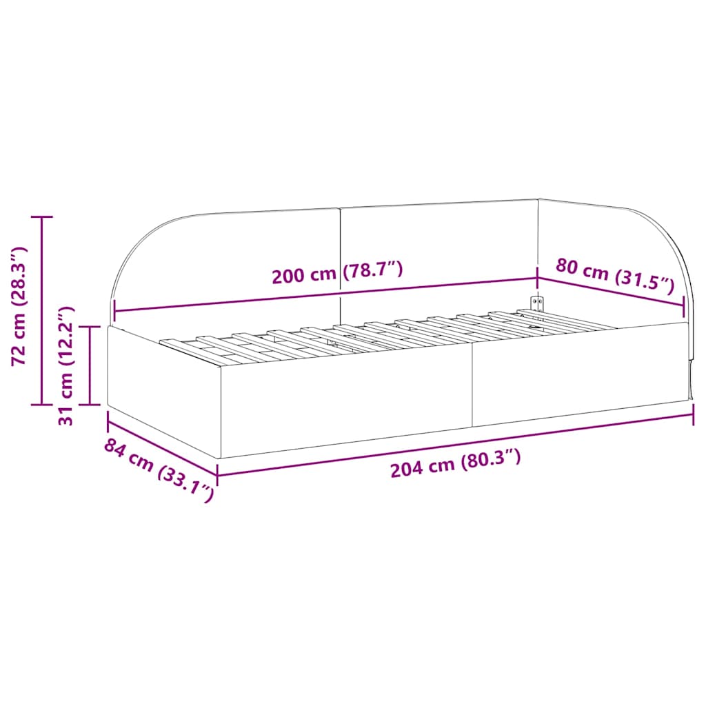 Hoekbedframe Donkergroen 80 cm x 200 cm Polyester en multiplex
