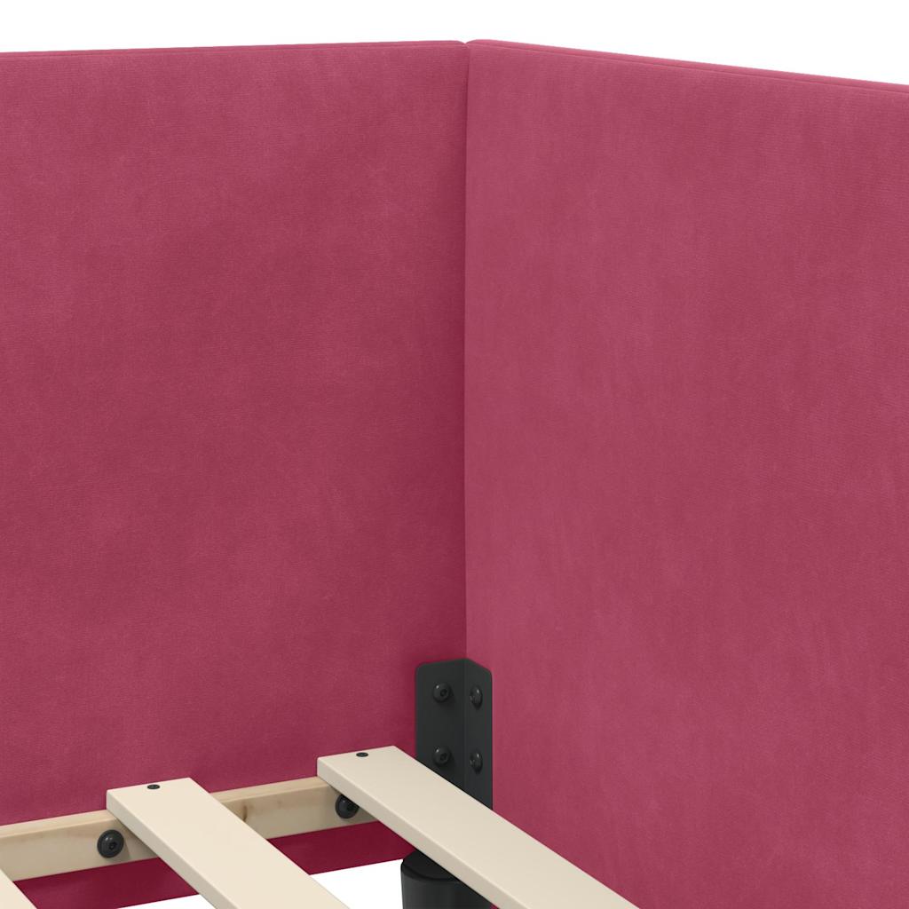 Hoekbedframe Wijnrood 80 cm x 200 cm Polyester en multiplex