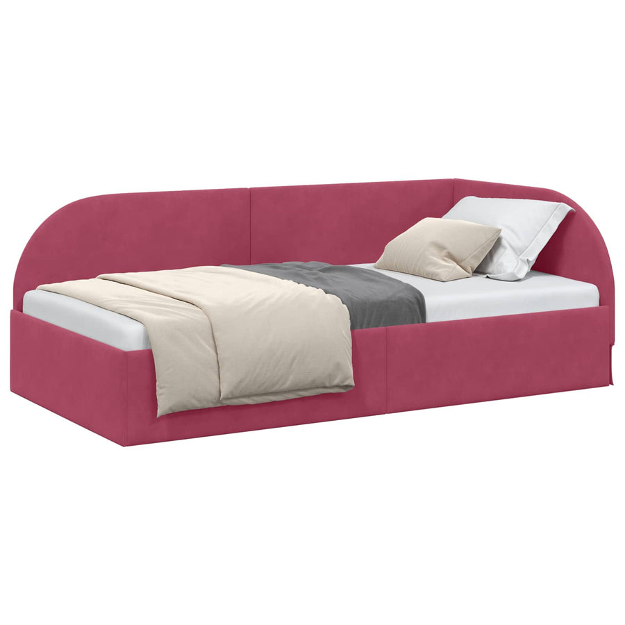 Hoekbedframe Wijnrood 80 cm x 200 cm Polyester en multiplex