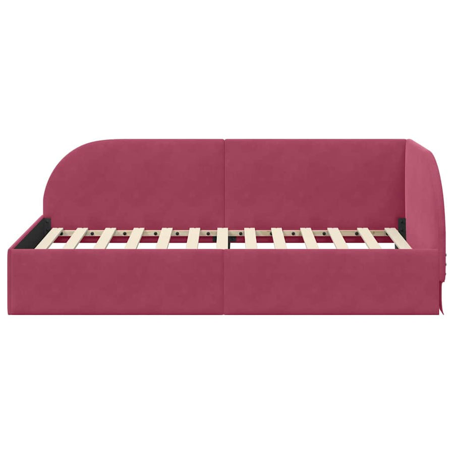 Hoekbedframe Wijnrood 80 cm x 200 cm Polyester en multiplex