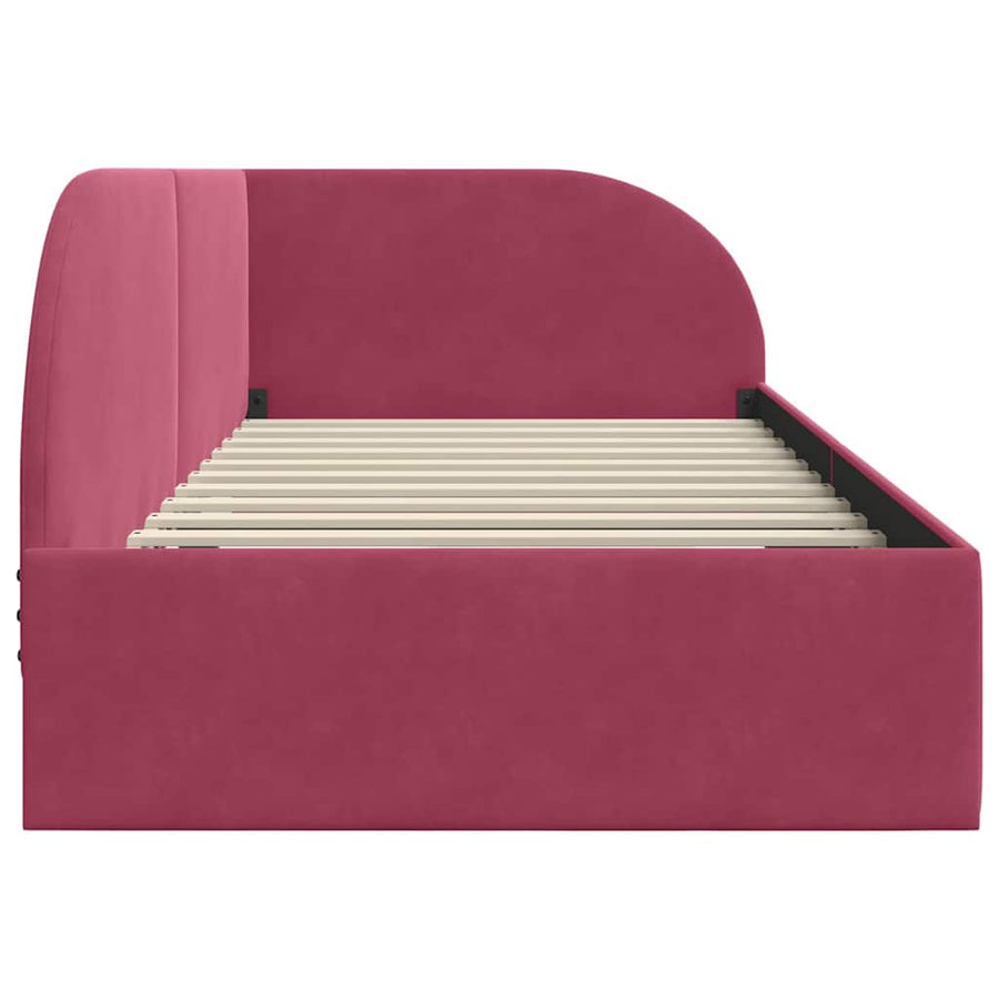 Hoekbedframe Wijnrood 80 cm x 200 cm Polyester en multiplex