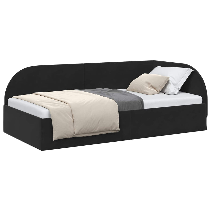Hoekbedframe Zwart 80 cm x 200 cm Polyester en multiplex