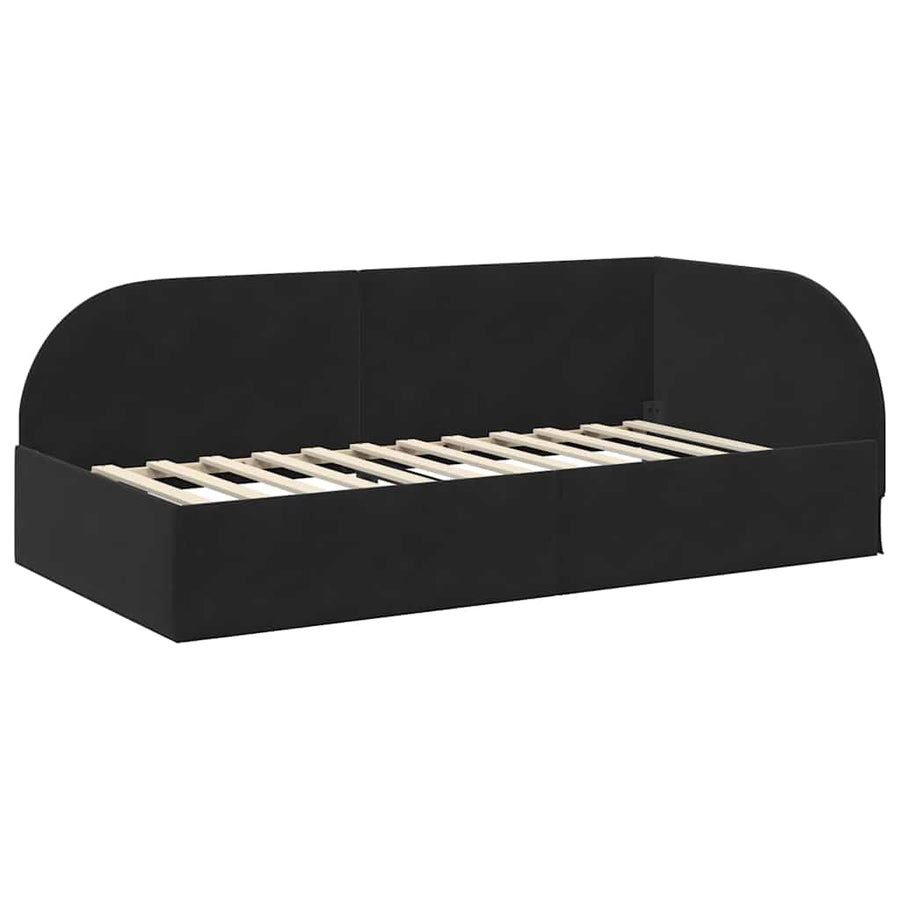 Hoekbedframe Zwart 80 cm x 200 cm Polyester en multiplex