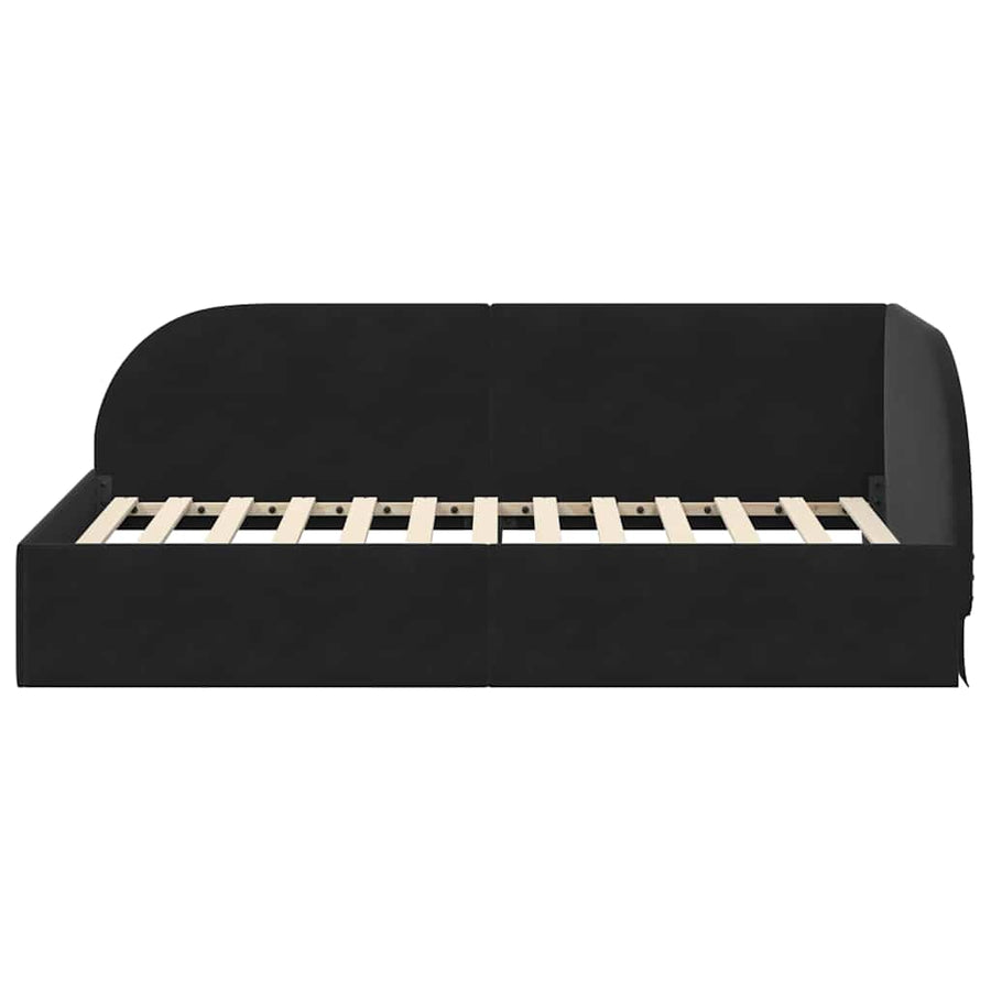 Hoekbedframe Zwart 80 cm x 200 cm Polyester en multiplex