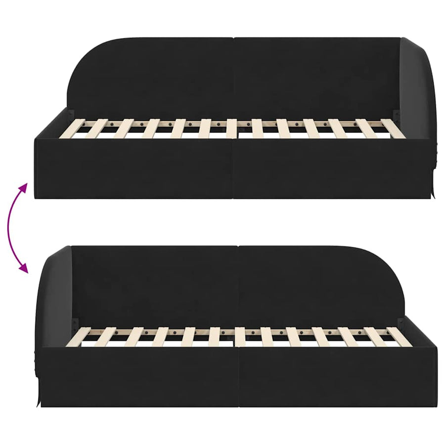 Hoekbedframe Zwart 80 cm x 200 cm Polyester en multiplex