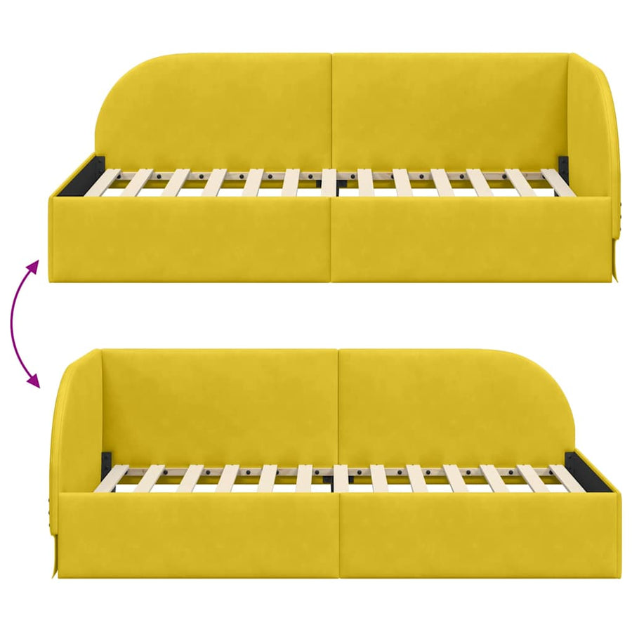 Hoekbedframe met hoofdeinde Geel 80 cm x 200 cm Stof