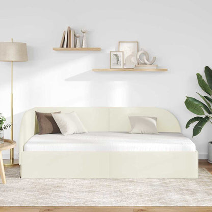 Hoekbedframe Crème 80 x 200 cm Fluweel