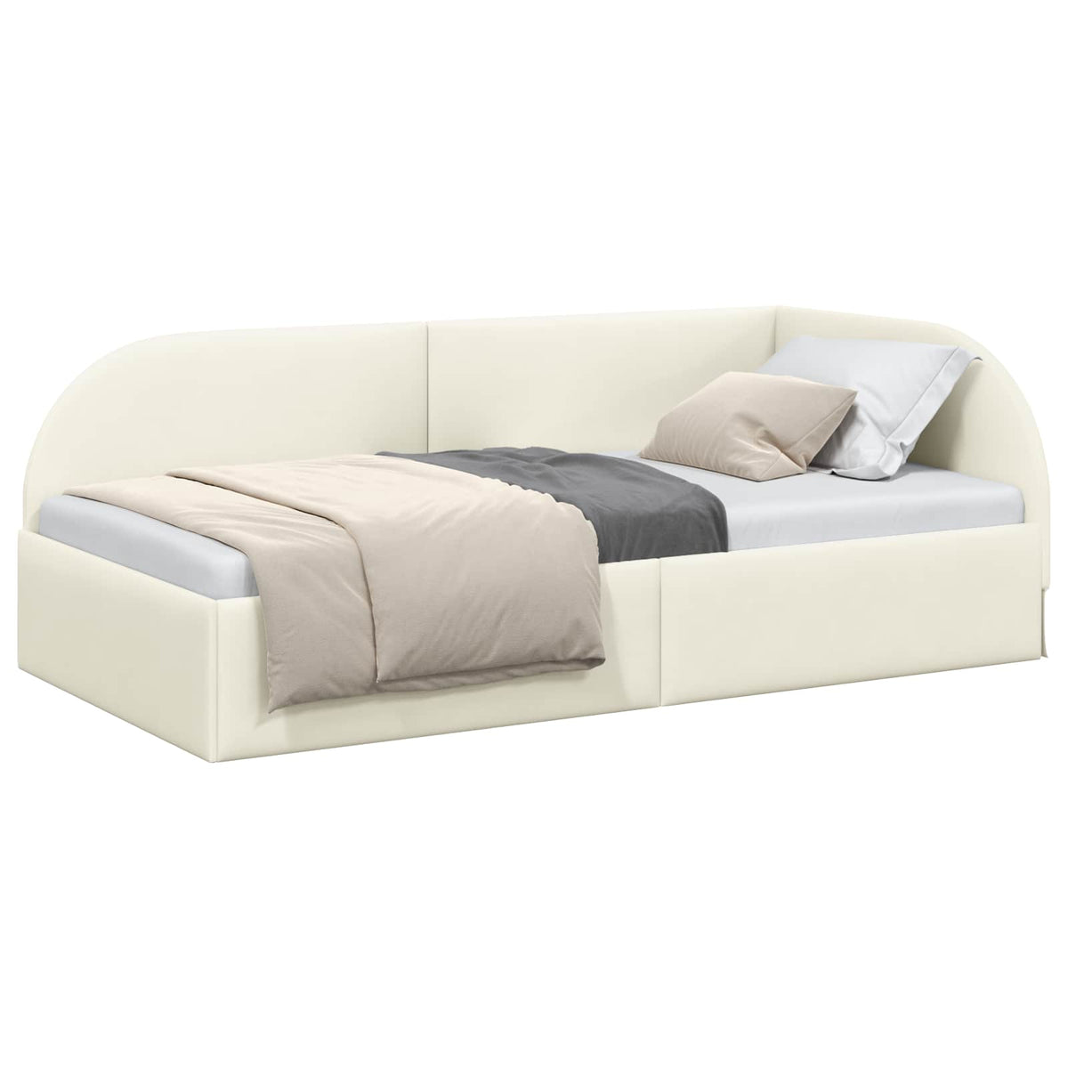 Hoekbedframe Crème 80 x 200 cm Fluweel