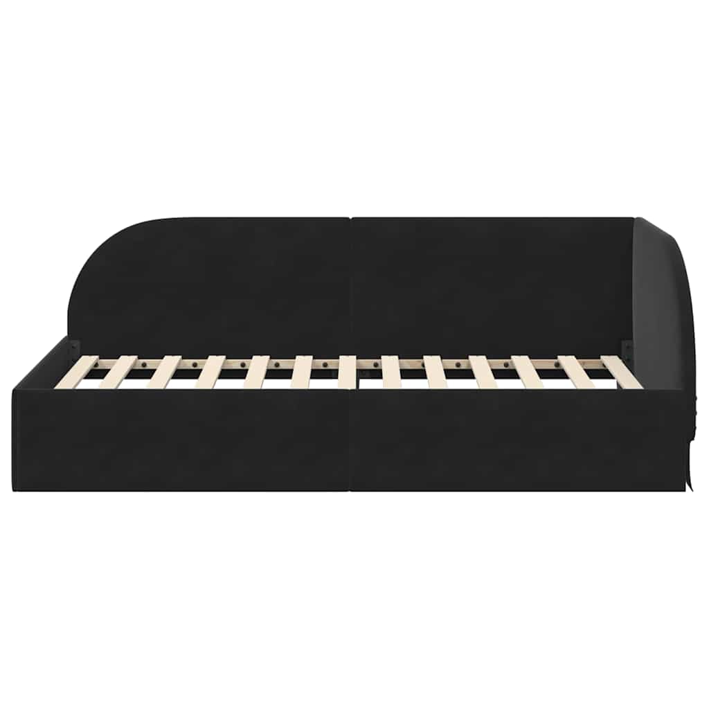 Hoekbedframe met hoofdeinde Zwart 90 cm x 190 cm Stof