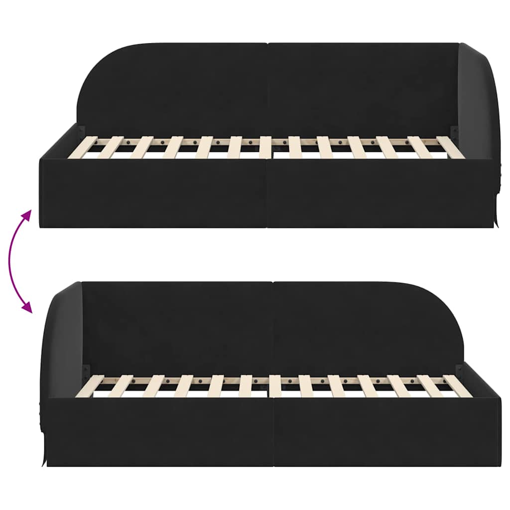 Hoekbedframe met hoofdeinde Zwart 90 cm x 190 cm Stof