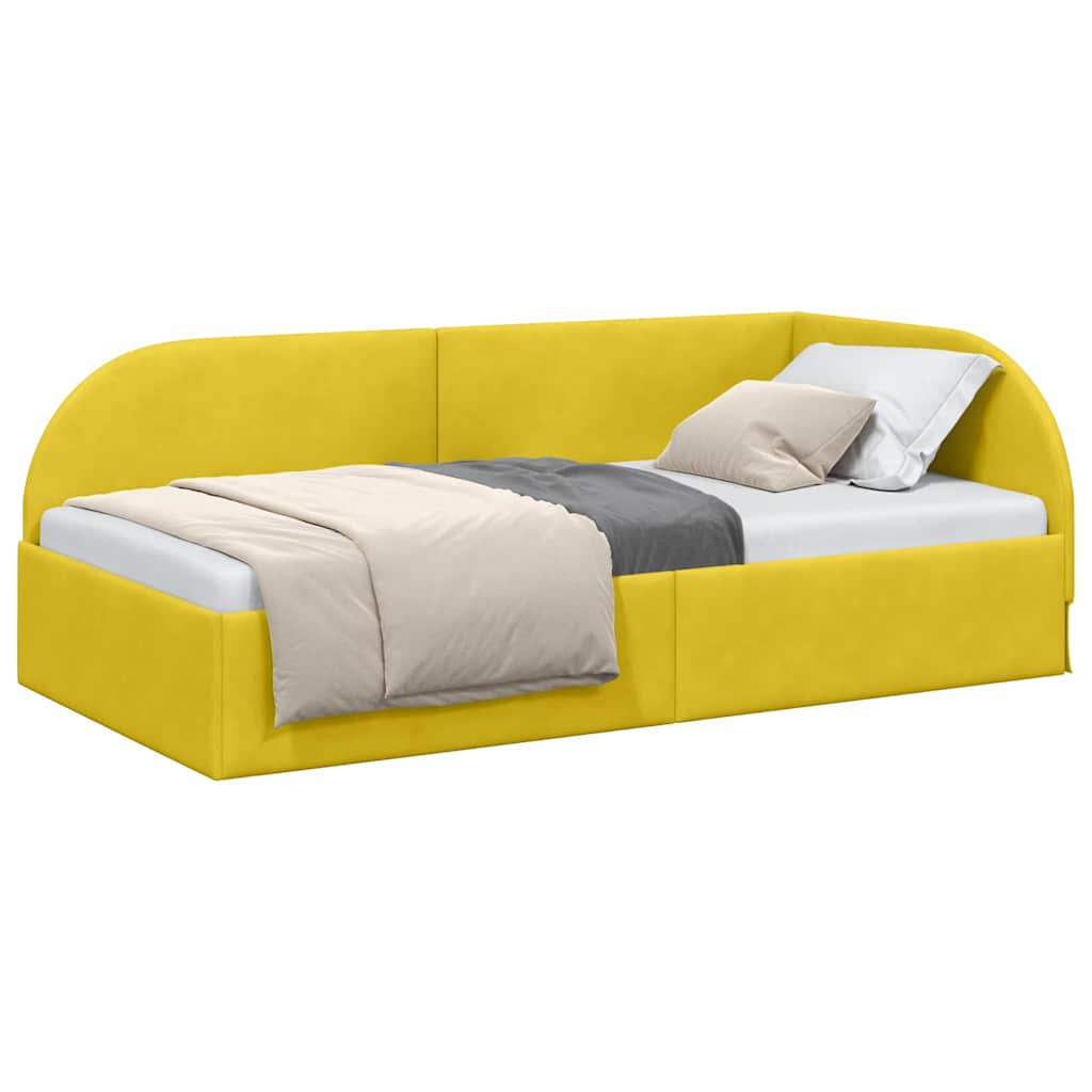 Hoekbedframe met hoofdeinde Geel 90 x 190 cm Fluweel