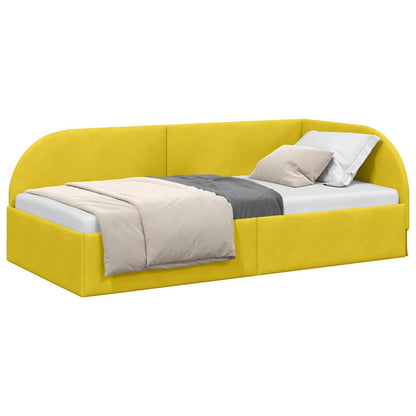Hoekbedframe met hoofdeinde Geel 90 x 190 cm Fluweel