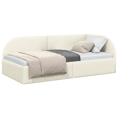 Hoekbedframe Crème 90 x 190 cm Fluweel
