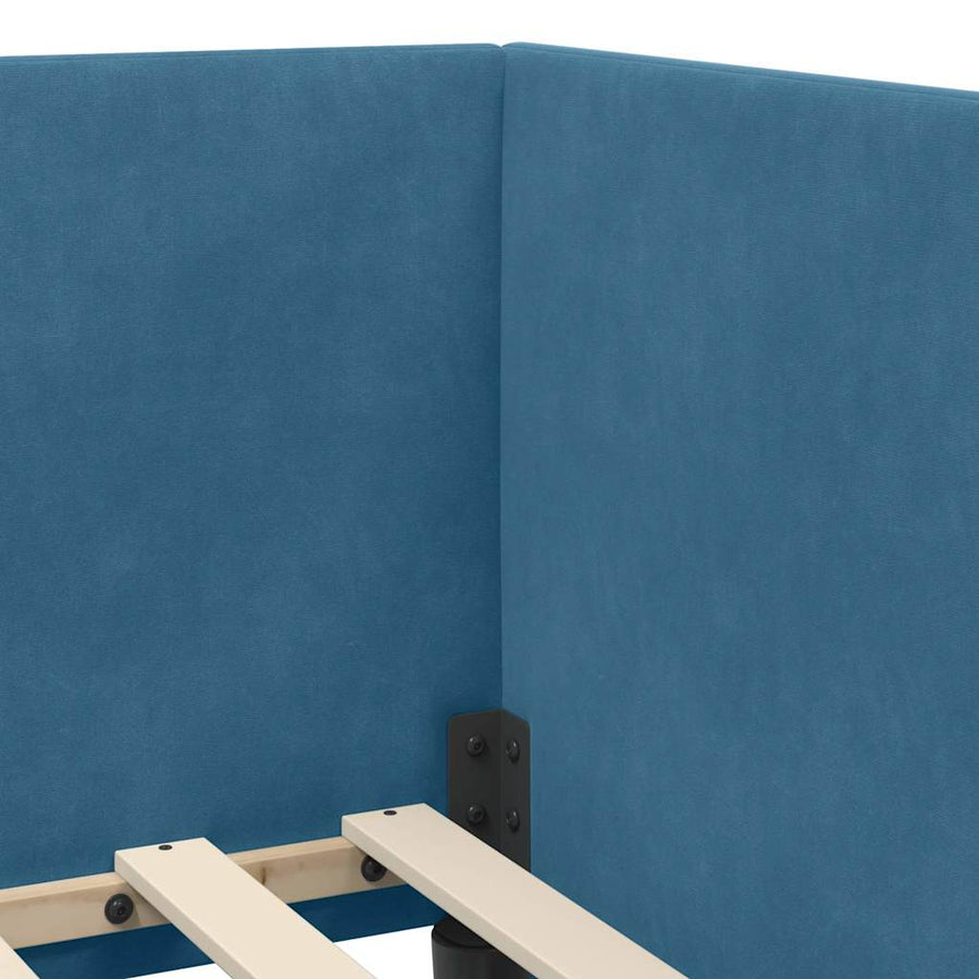 Hoekbedframe Blauw 90 cm x 200 cm Polyester en multiplex