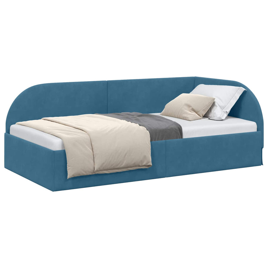 Hoekbedframe Blauw 90 cm x 200 cm Polyester en multiplex