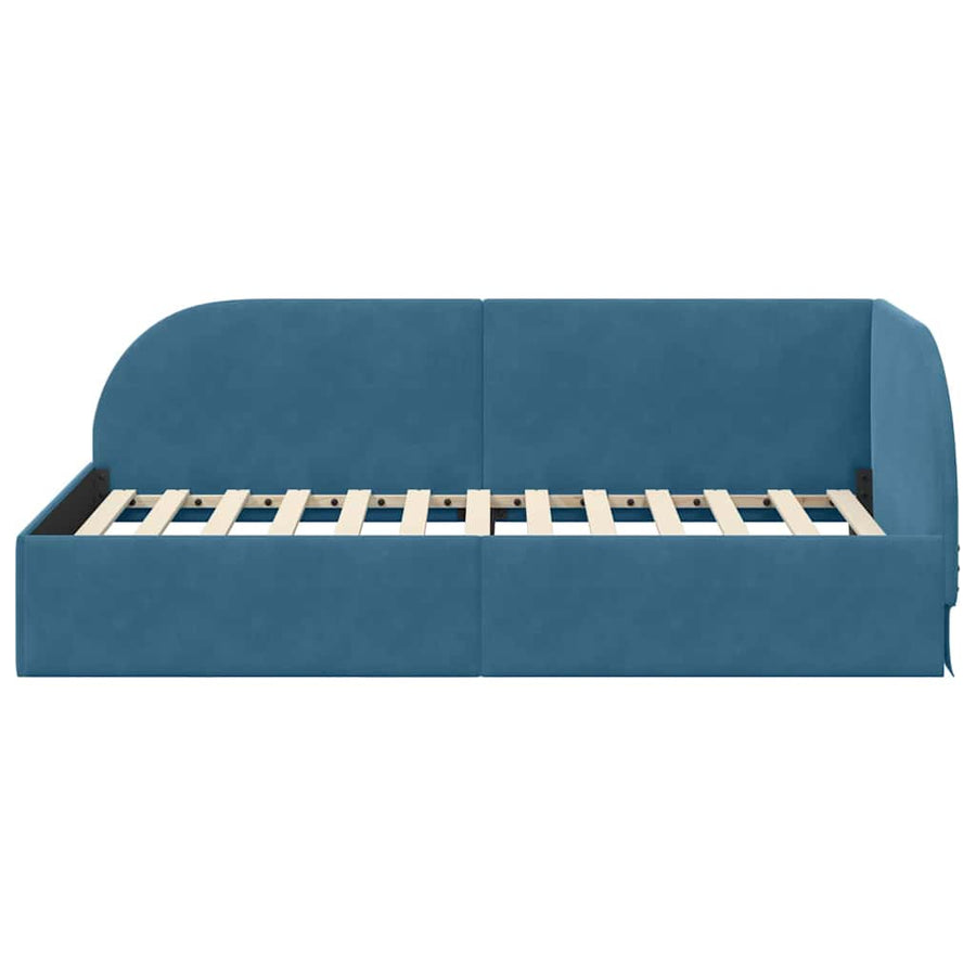 Hoekbedframe Blauw 90 cm x 200 cm Polyester en multiplex