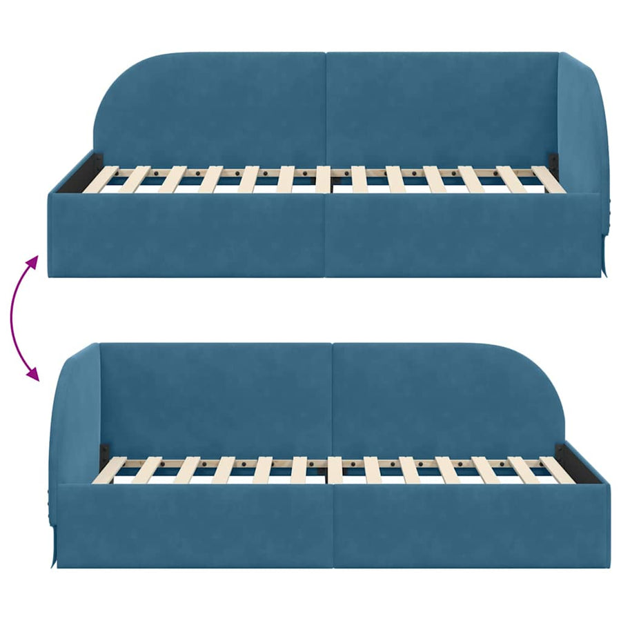 Hoekbedframe Blauw 90 cm x 200 cm Polyester en multiplex