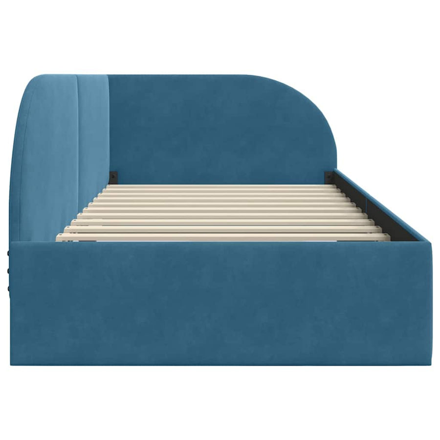 Hoekbedframe Blauw 90 cm x 200 cm Polyester en multiplex