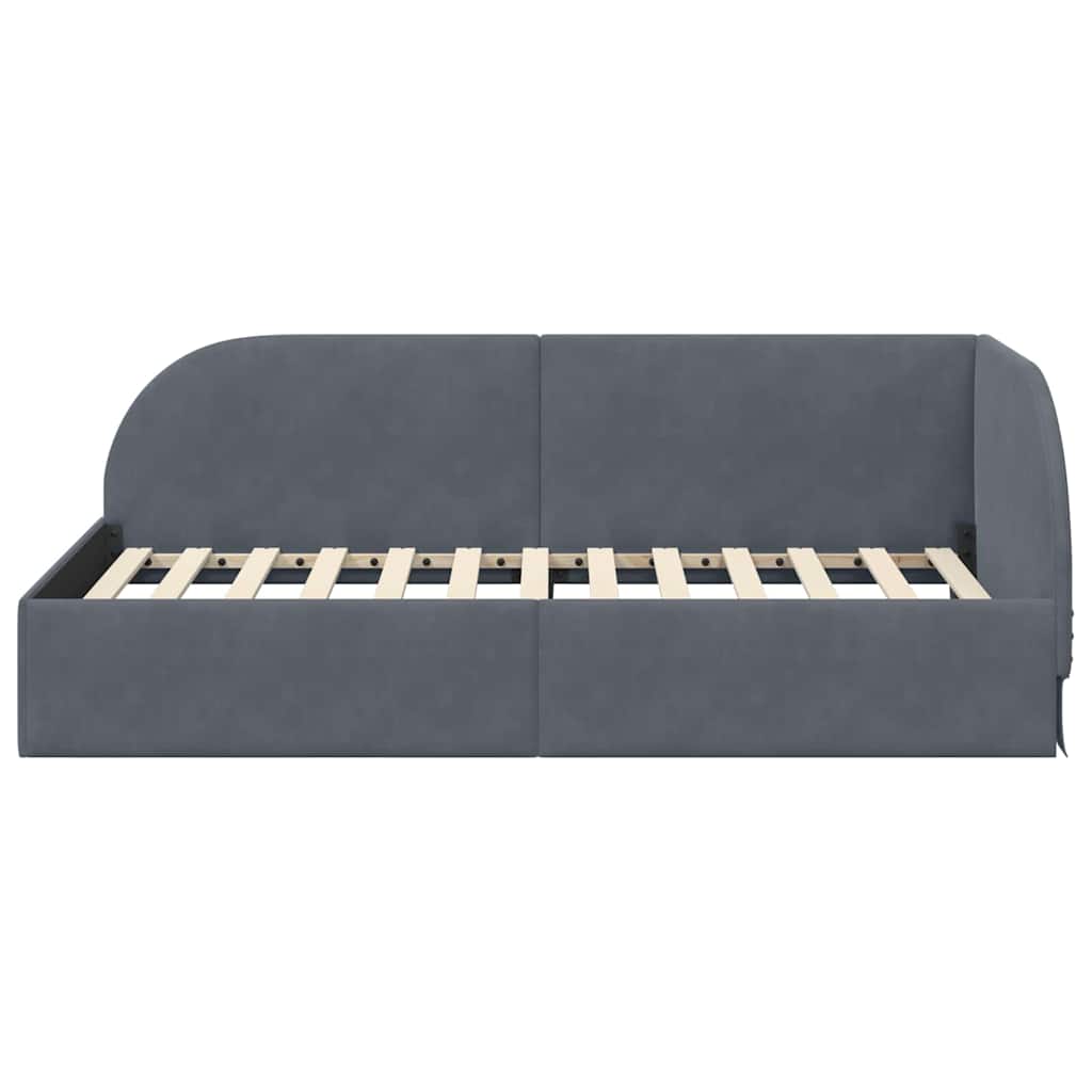 Hoekbedframe Donkergrijs 90 cm x 200 cm Polyester en multiplex