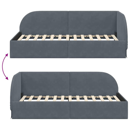 Hoekbedframe Donkergrijs 90 cm x 200 cm Polyester en multiplex