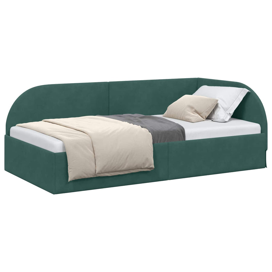 Hoekbedframe met hoofdeinde Donkergroen 90 cm x 200 cm Fluweel